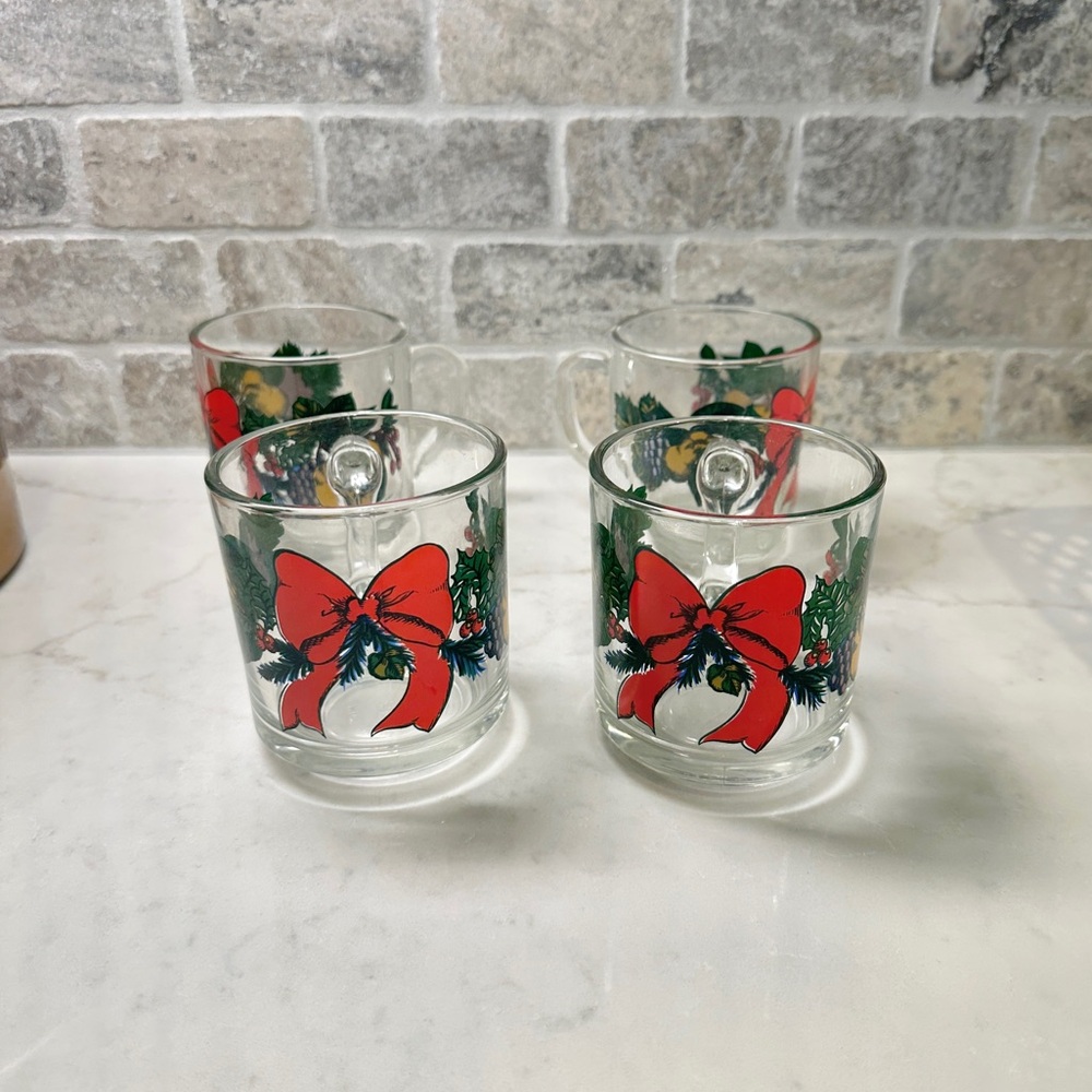 Vintage Christmas glass mugs